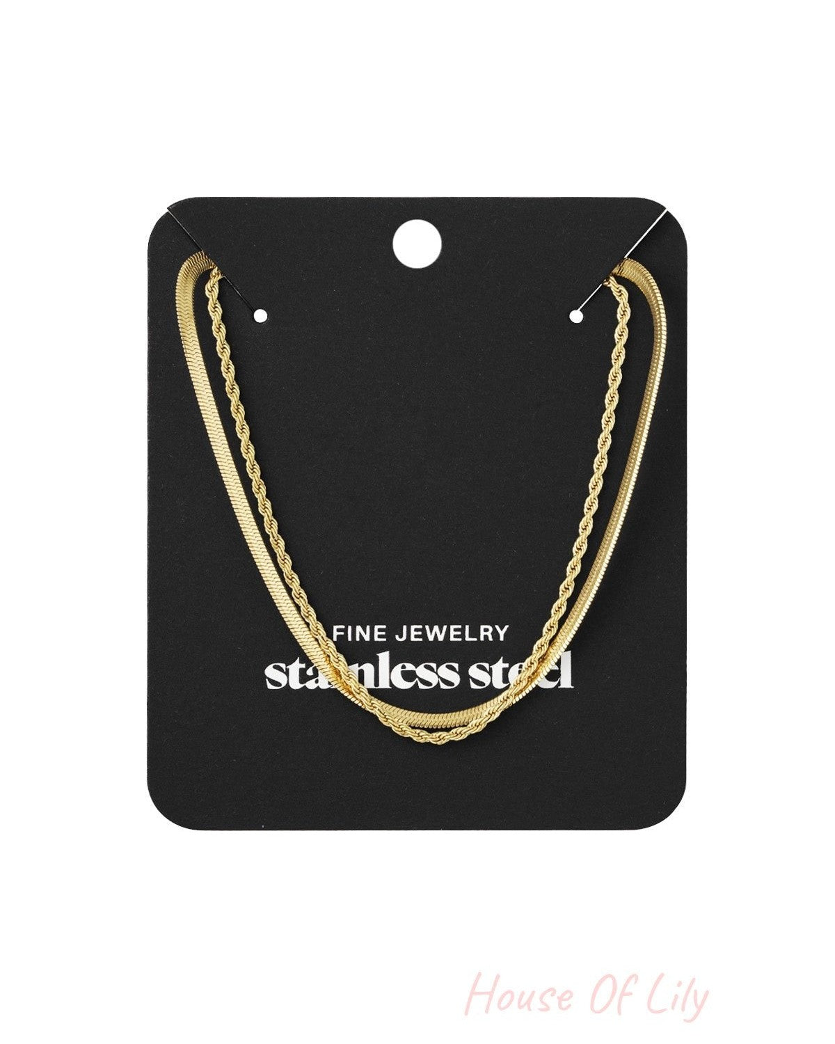 flat and chain double necklace