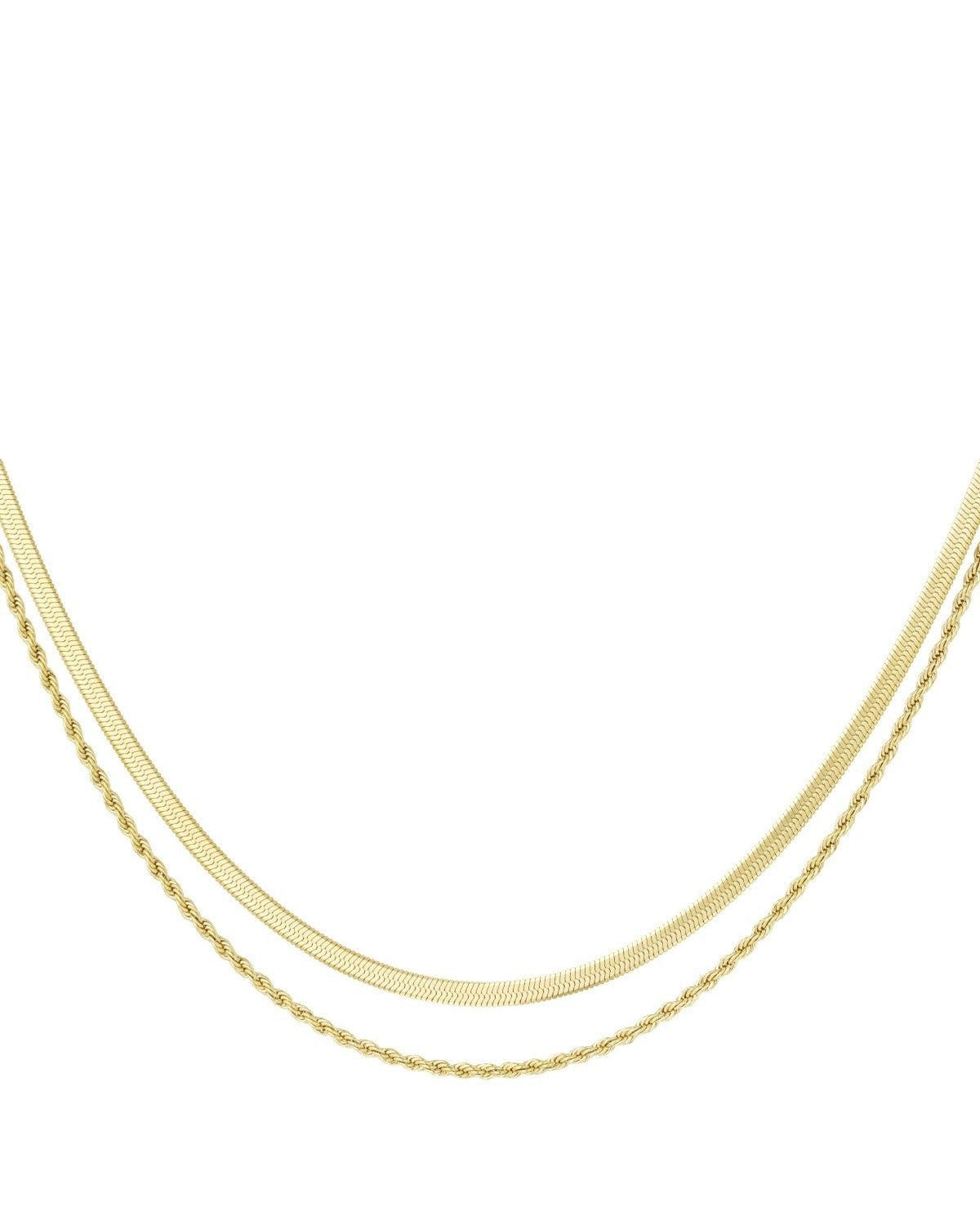 flat and chain double necklace