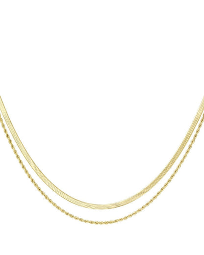 flat and chain double necklace