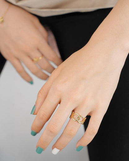 Ring heart connected - Silver Color color
