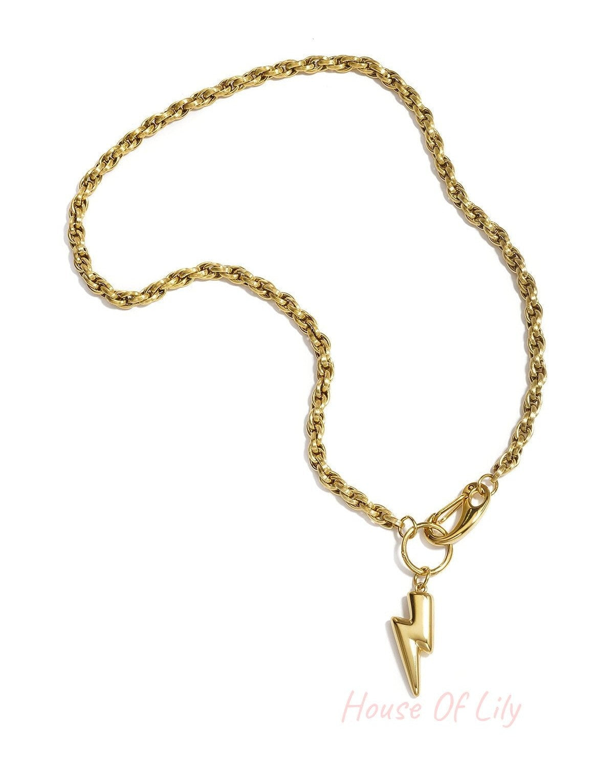 Elegant Gold-Toned Stainless Steel Pendant Necklace