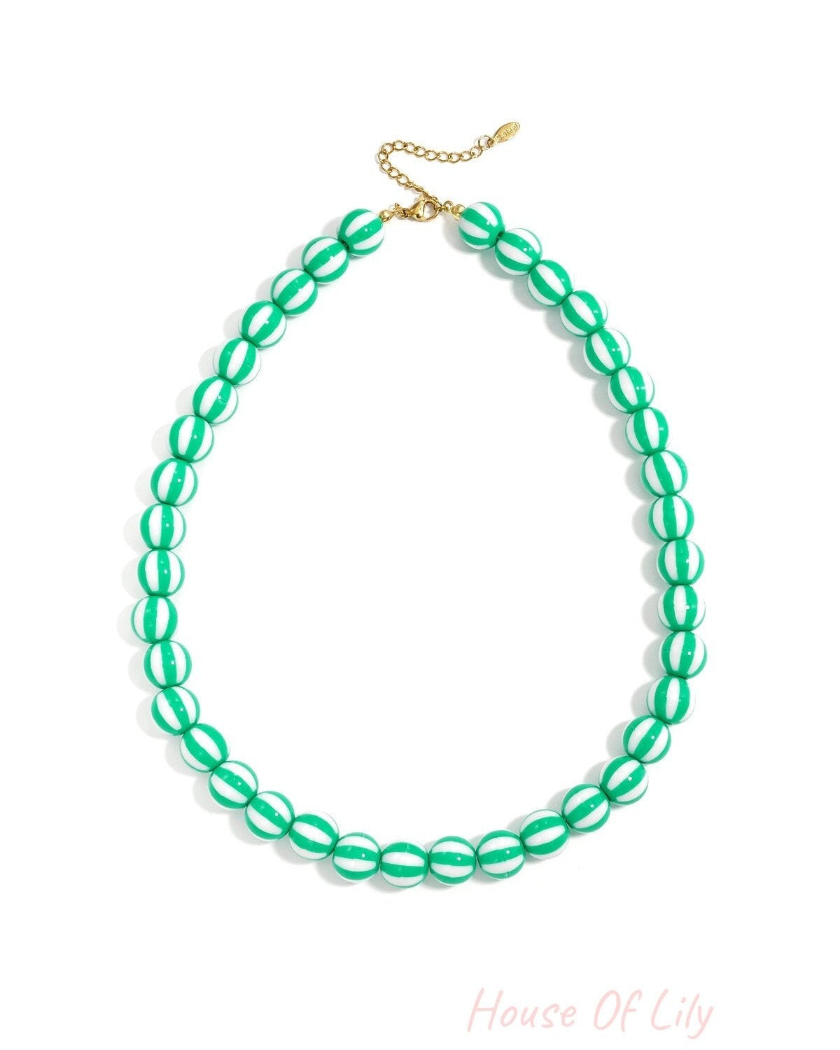 Bead necklace with striped beads