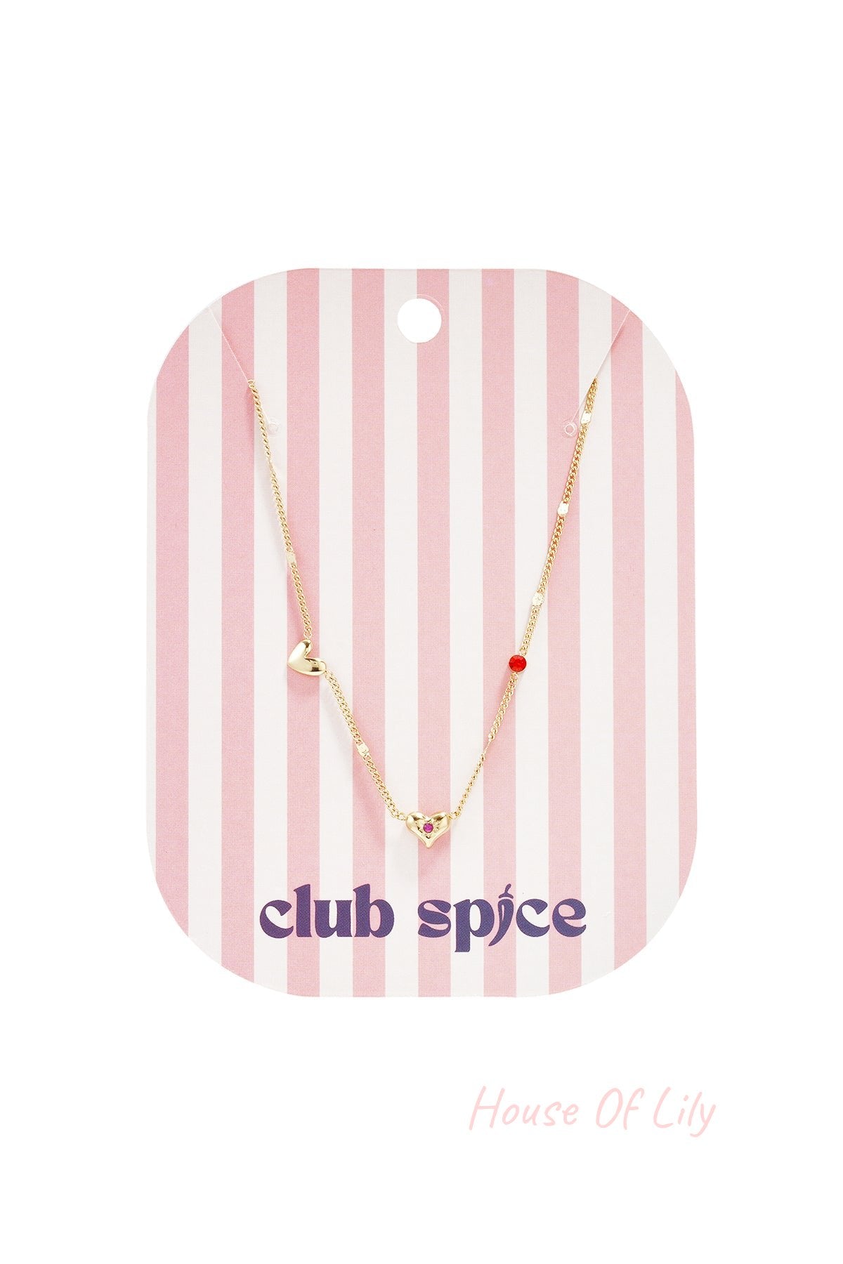 Necklace with hearts stones and pattern