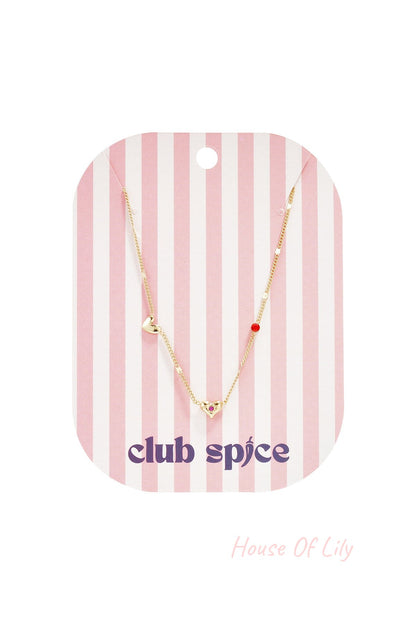 Necklace with hearts stones and pattern