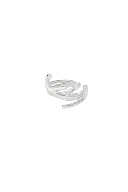 Silver twisted wire ear cuff on white background