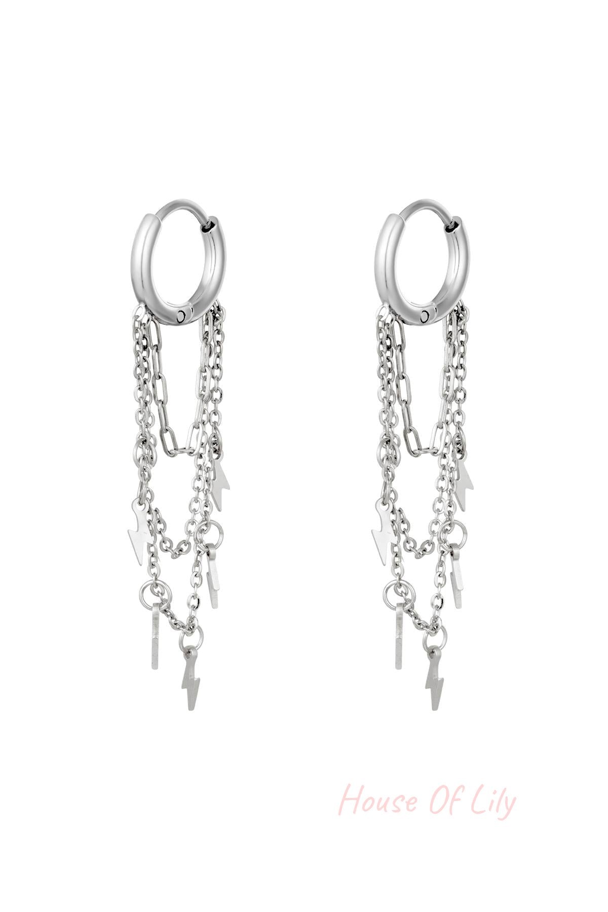 Stylish Dangle Earrings in Silver and Gold