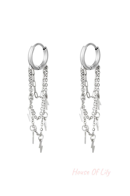 Stylish Dangle Earrings in Silver and Gold