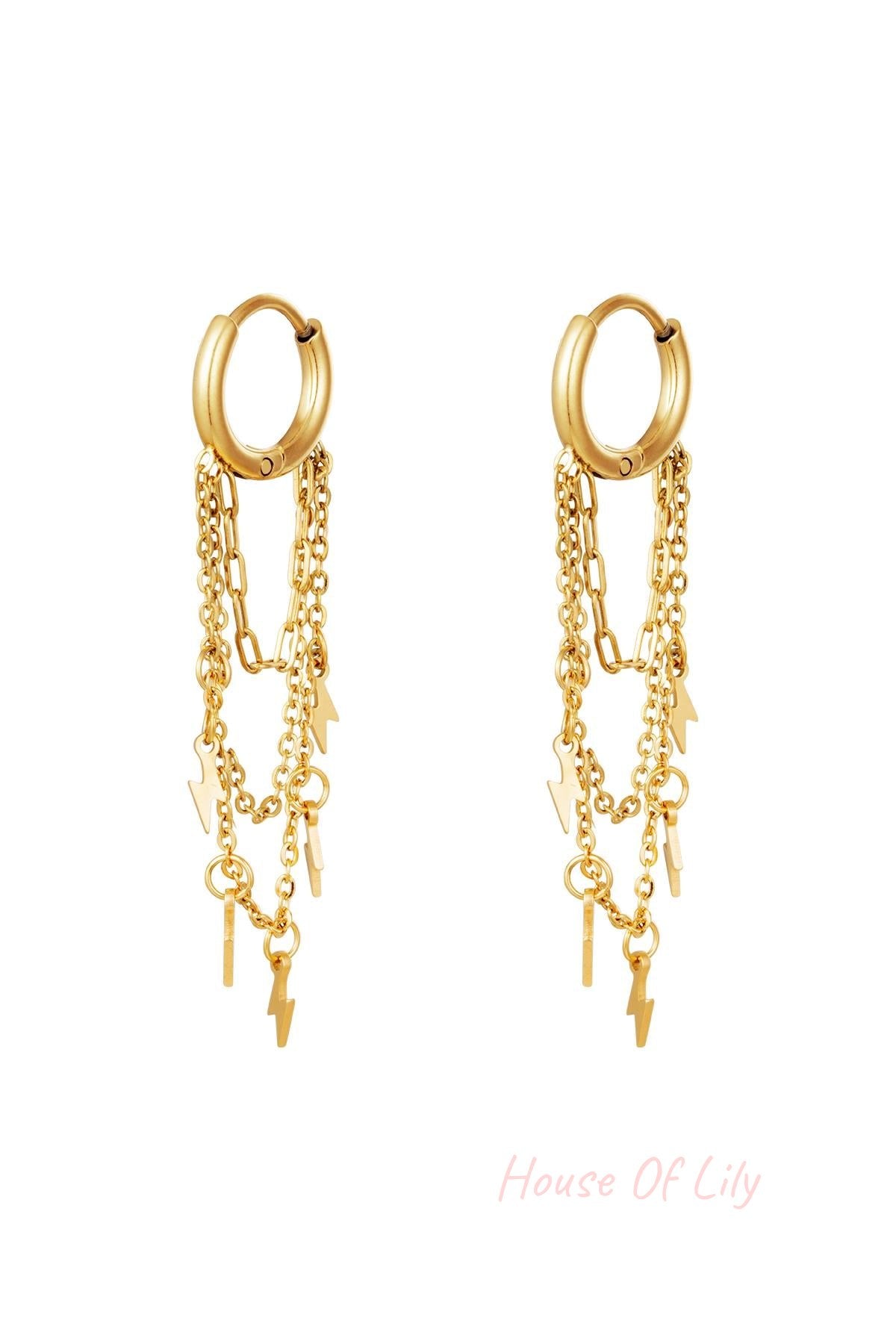 Stylish Dangle Earrings in Silver and Gold