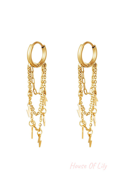 Stylish Dangle Earrings in Silver and Gold
