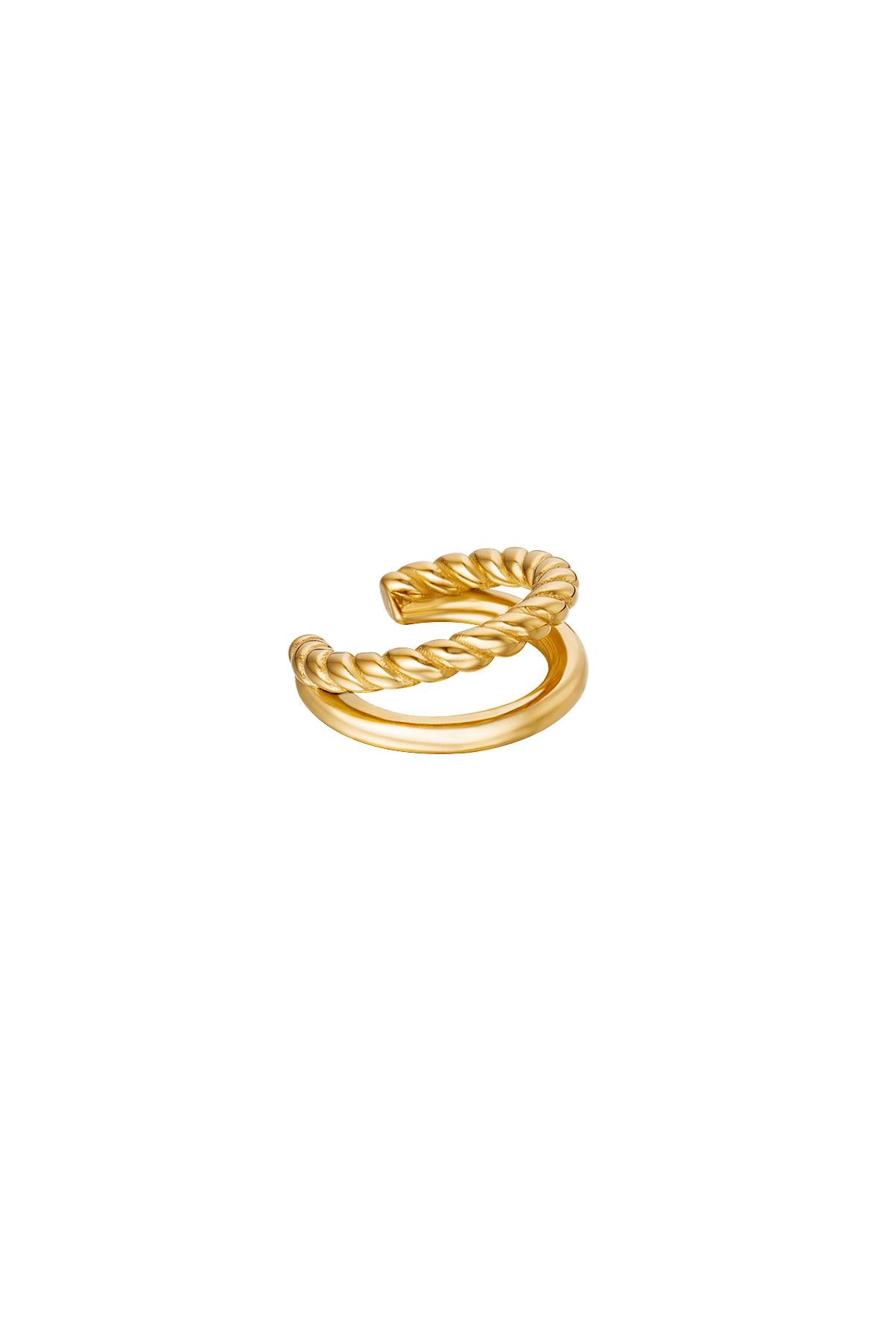 Close-up of gold double rope and smooth design ear cuff on white background
