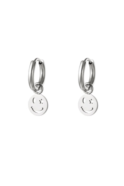 stainless steel earring smiley and star 