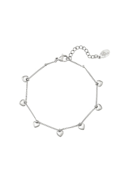 Bracelet with heart charms Gold Color Stainless Steel
