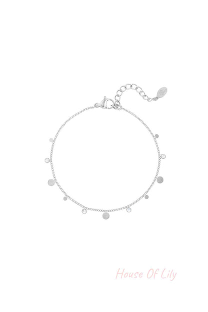 Bracelet simple with rhinestone details Gold Color Stainless Steel