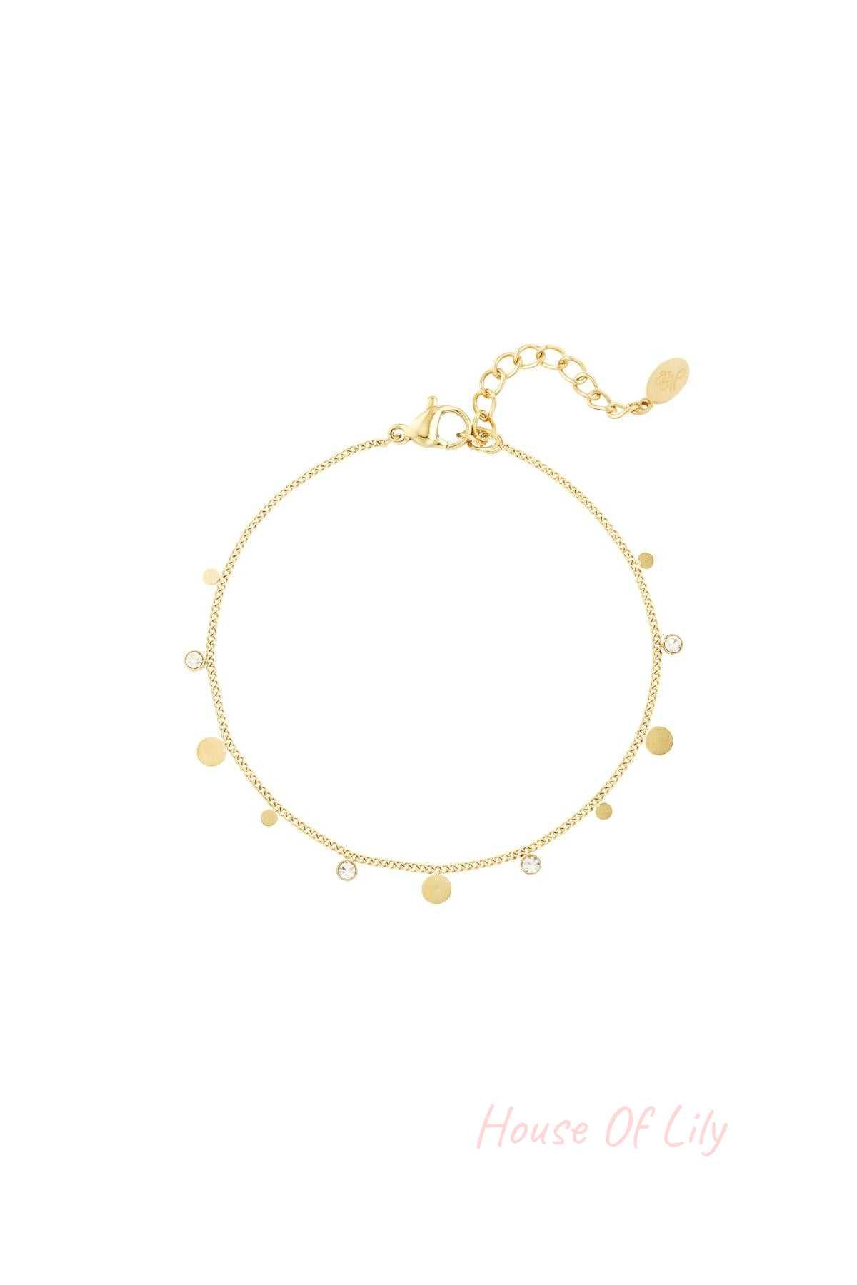 Bracelet simple with rhinestone details Gold Color Stainless Steel