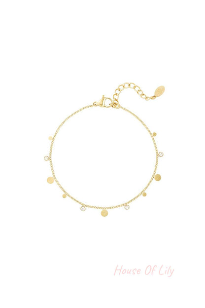 Bracelet simple with rhinestone details Gold Color Stainless Steel