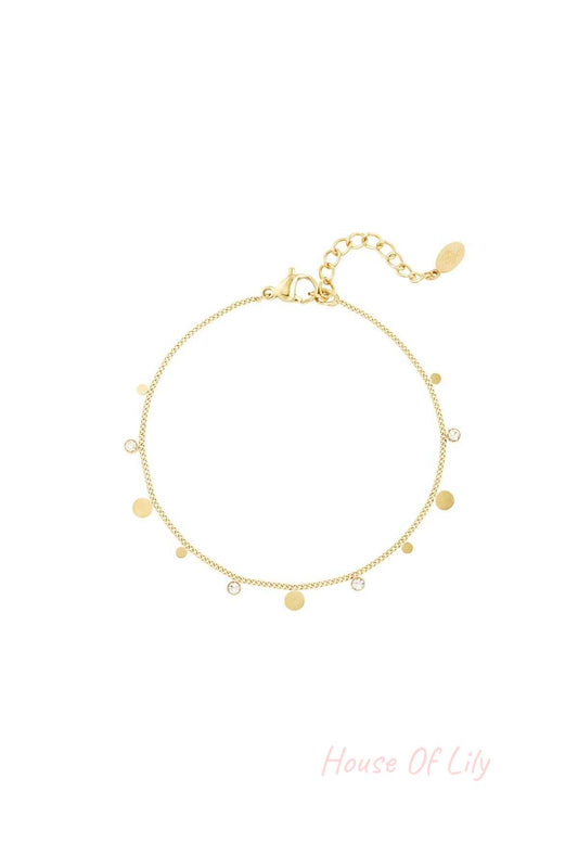 Bracelet simple with rhinestone details Gold Color Stainless Steel
