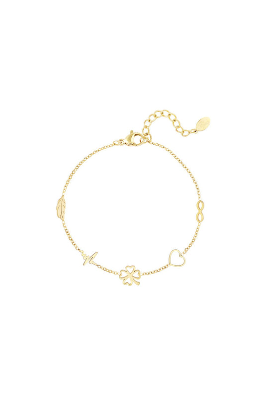 Minimalist bracelet with charms Gold Color Stainless Steel