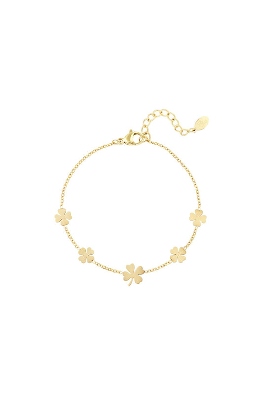 Bracelet 5 clovers Gold Color Stainless Steel