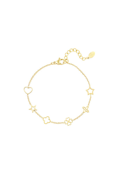Bracelet with figures Gold Color Stainless Steel