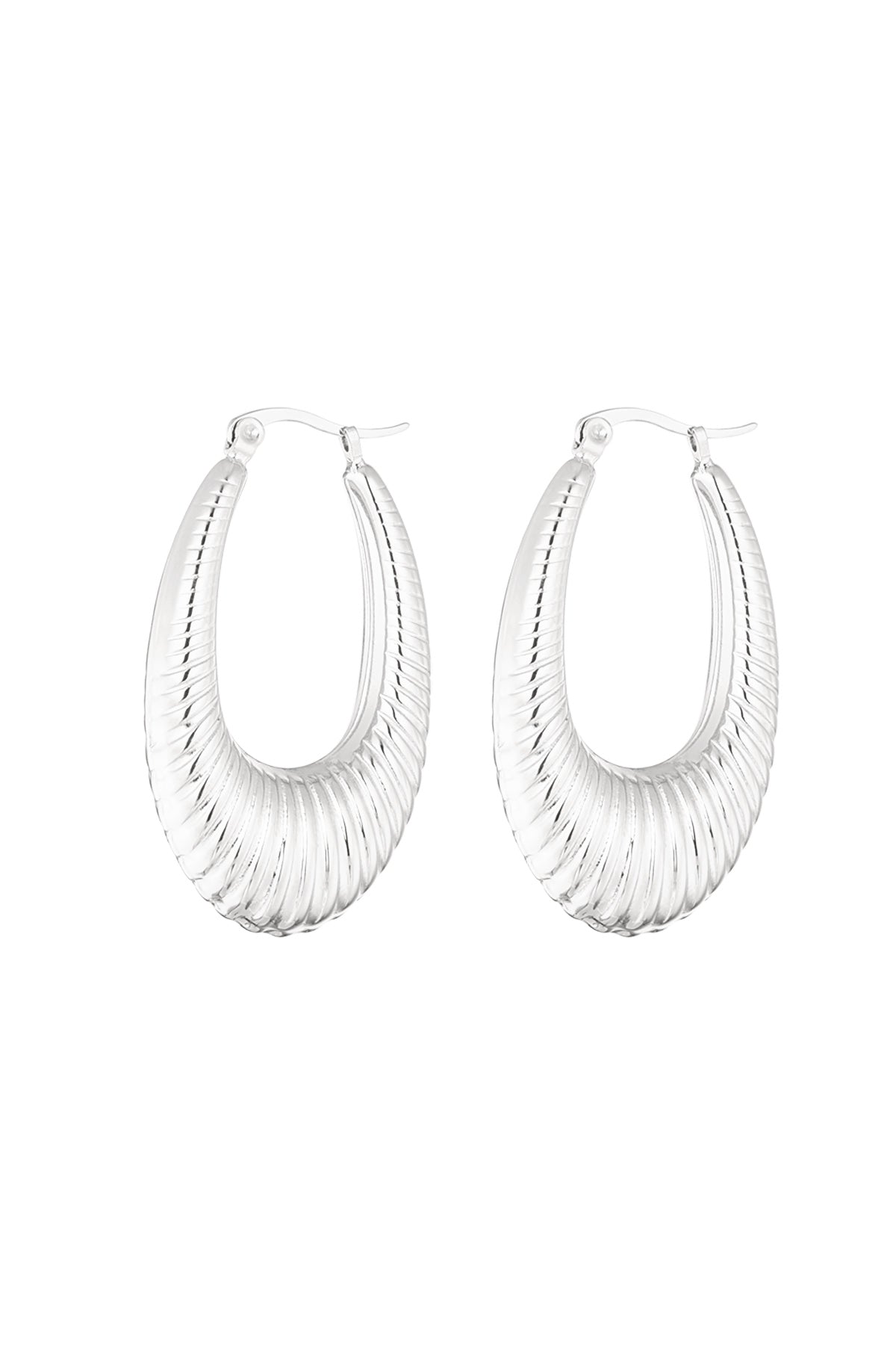 stainless steel geometric oval earrings