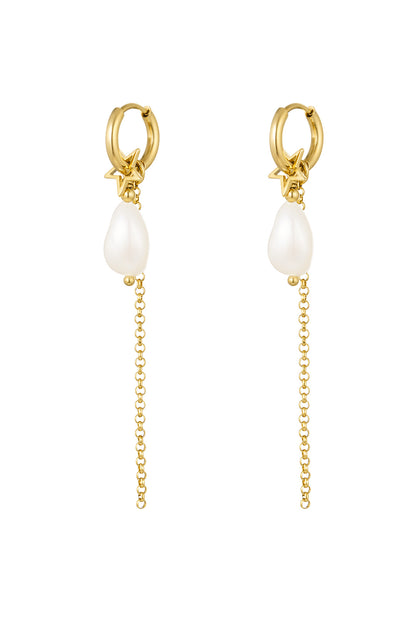 Earrings with pearl pendant - Stainless Steel