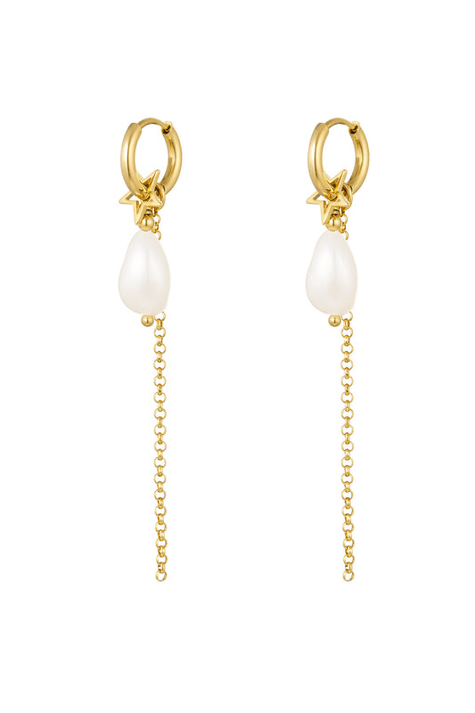 Earrings with pearl pendant - Stainless Steel
