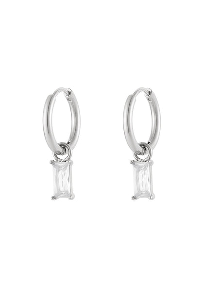 Earrings elongated stone - Gold color/white