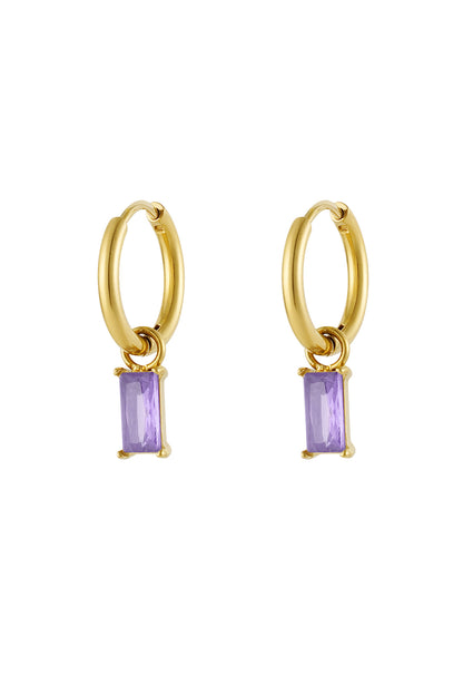 Earrings elongated stone - Gold color/white