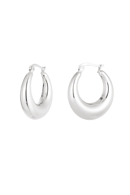 Stylish Stainless Steel Hoop Earrings - Silver & Gold