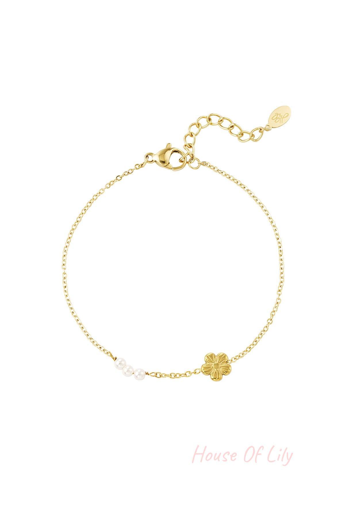 bracelet flower with pearls