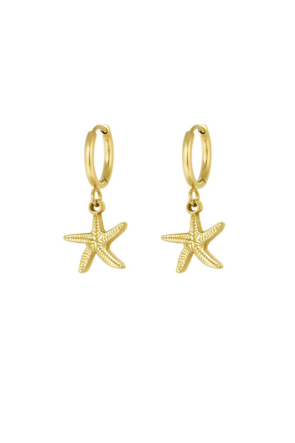 Earrings simple starfish - Silver Color color