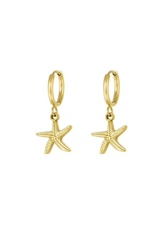 Earrings simple starfish - Silver Color color