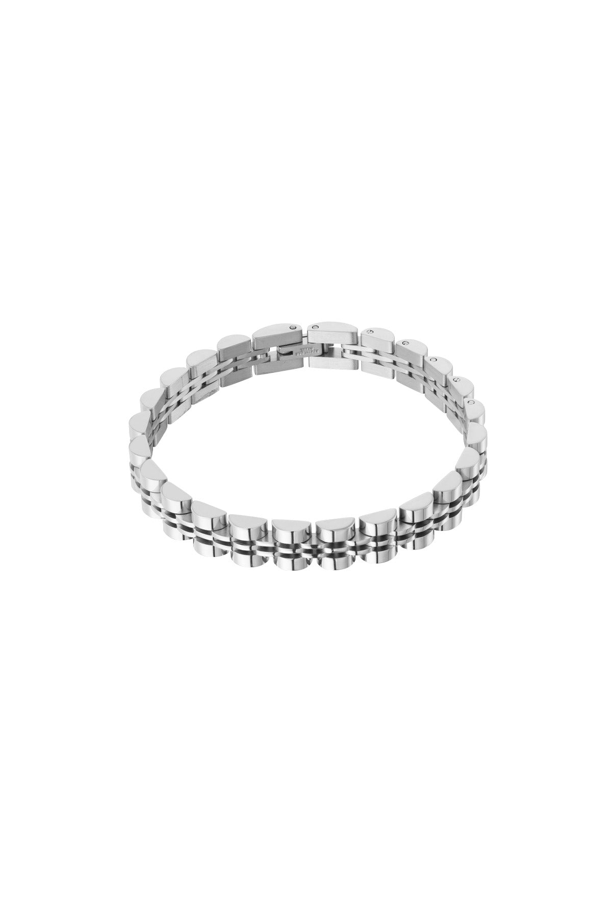 Silver double-row link chain bracelet isolated on white background