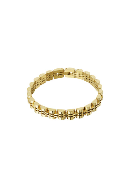 Gold double-row link chain bracelet isolated on white background