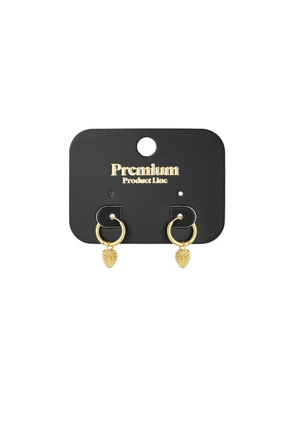 Stick card displaying gold heart hoop earrings from the Premium Product Line