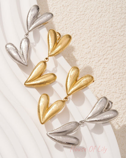 double heart earrings
