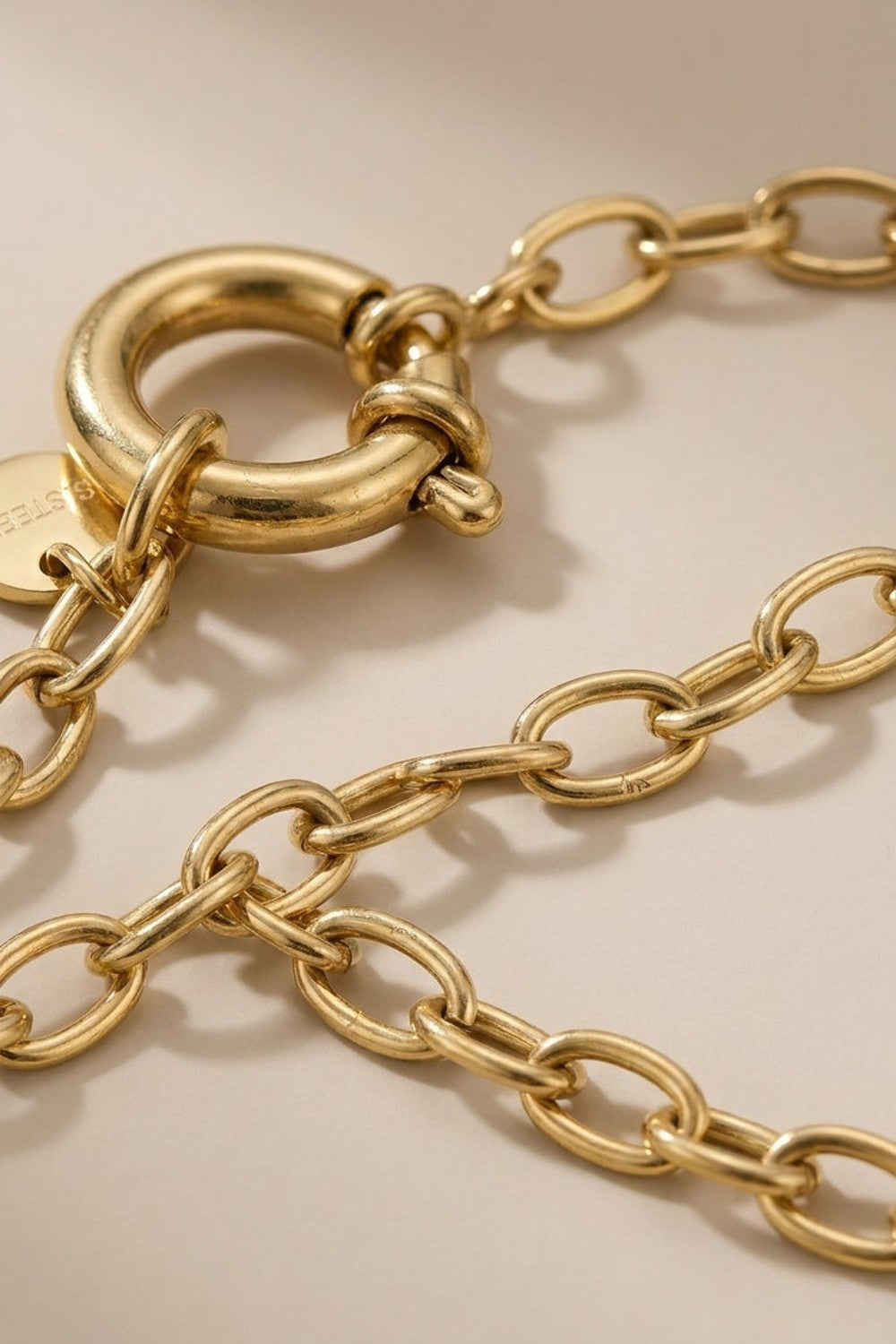 Chained Gold Everyday gold-colored link necklace with a spring-ring clasp.