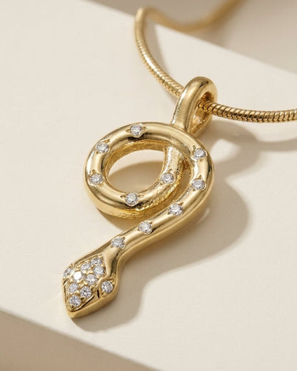 Collier pendentif serpent en strass élégant - Convient à tous
