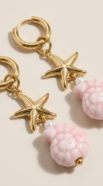 Elegant Shell & Starfish Drop Earrings for Beach Lovers