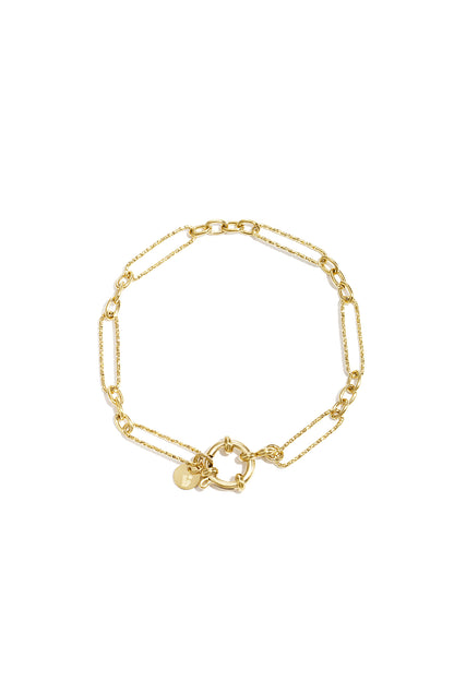 Bracelet with front clasp and varying shapes of links