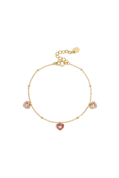 Bracelet with pink stones in hearts