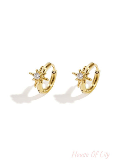 Hoop earrings with shooting star and stone