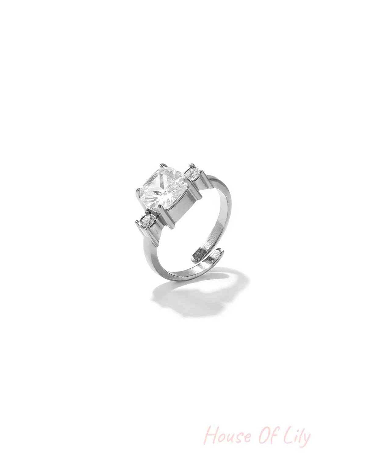 Elegant Minimalist Rhinestone Ring, Adjustable Fit