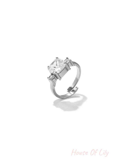 Elegant Minimalist Rhinestone Ring, Adjustable Fit