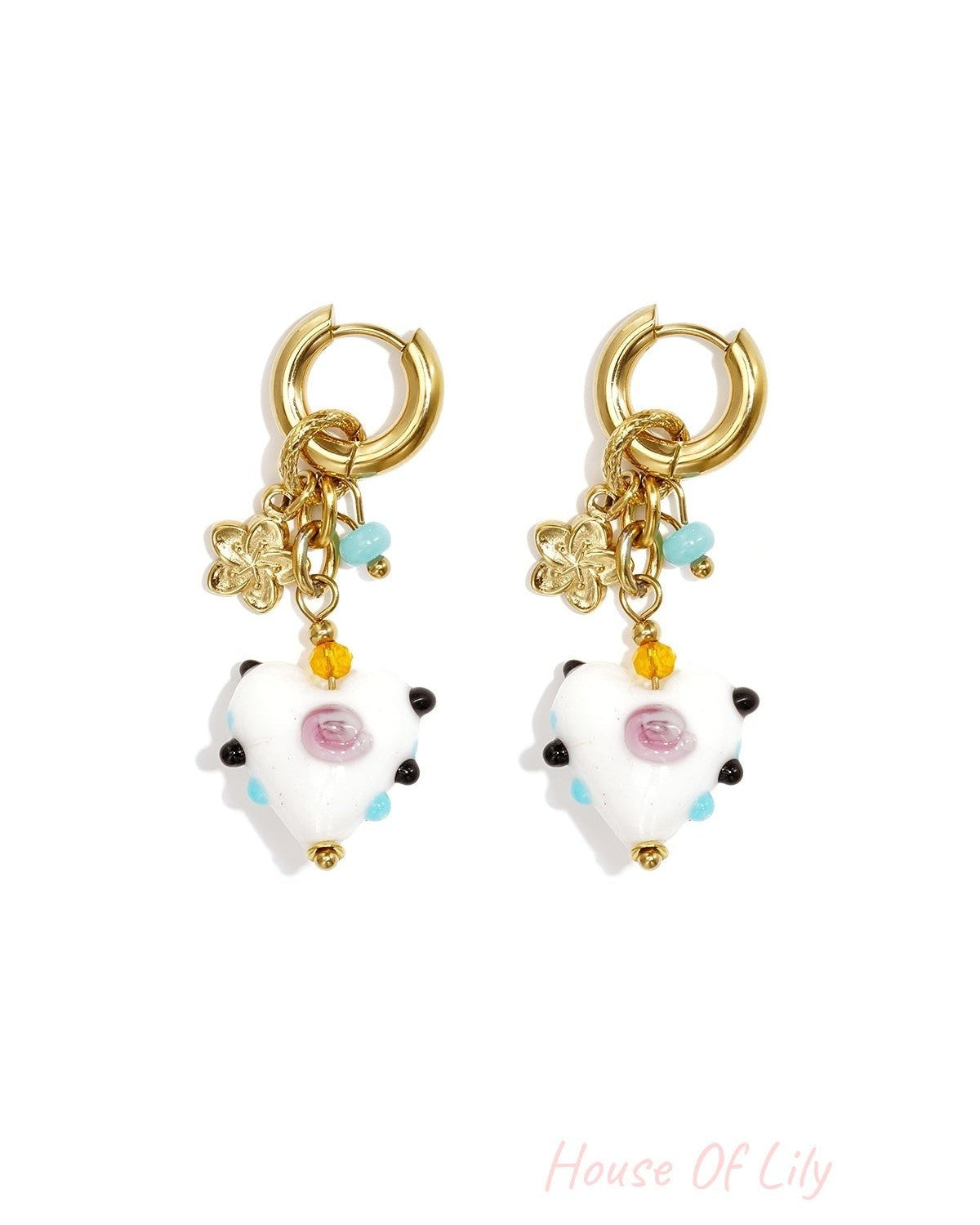 Stainless Steel Beads Earrings Heart Casual Daily Romantic Series Women's jewelry
