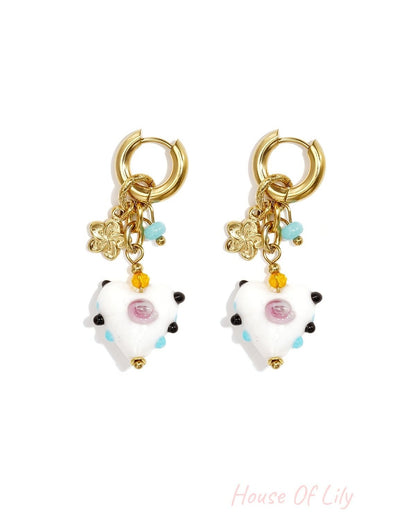 Stainless Steel Beads Earrings Heart Casual Daily Romantic Series Women's jewelry
