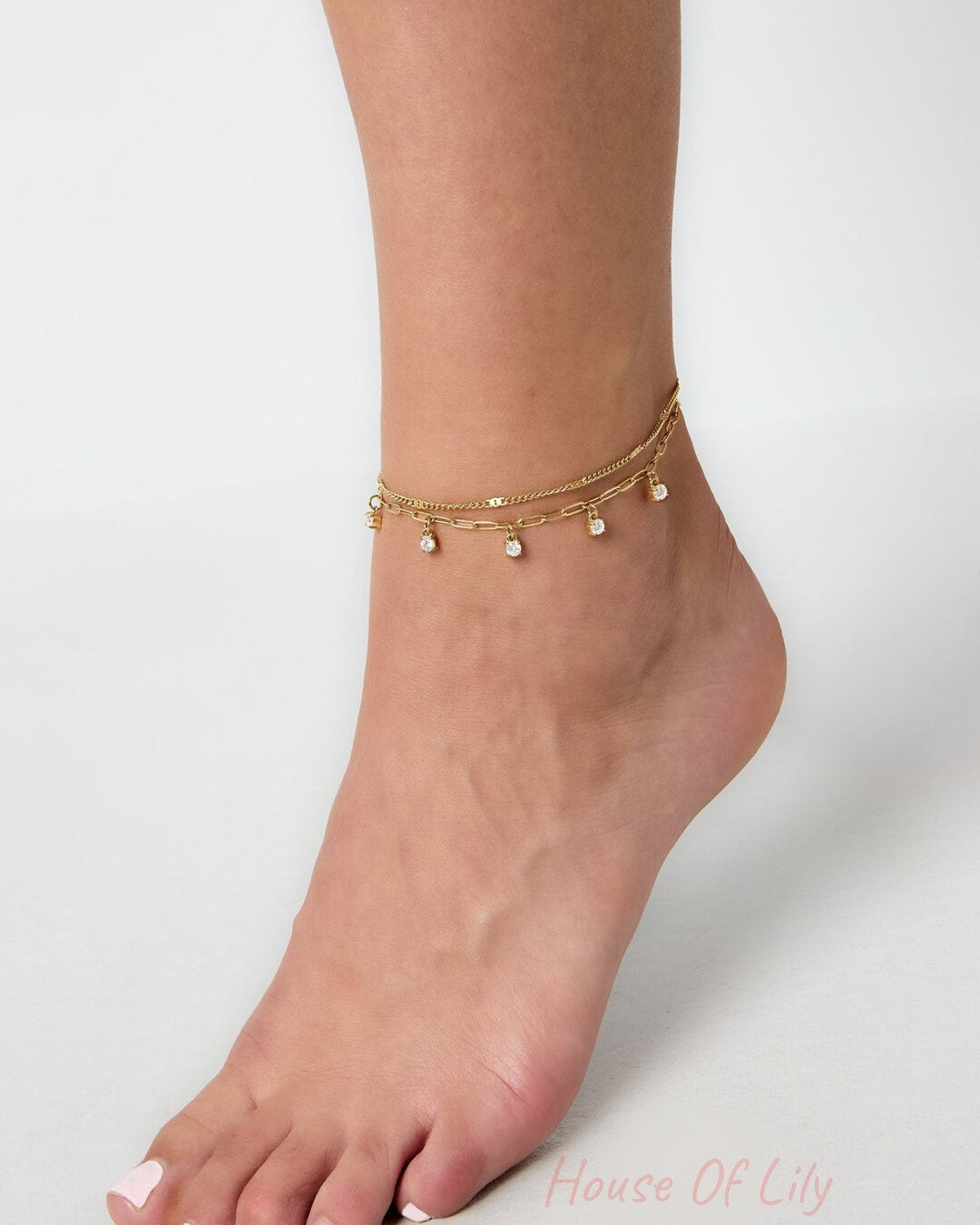 Elegant Gold-Toned Multi-Layered Anklet for Summer