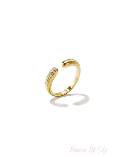 Elegant Minimalist Adjustable Rhinestone Ring