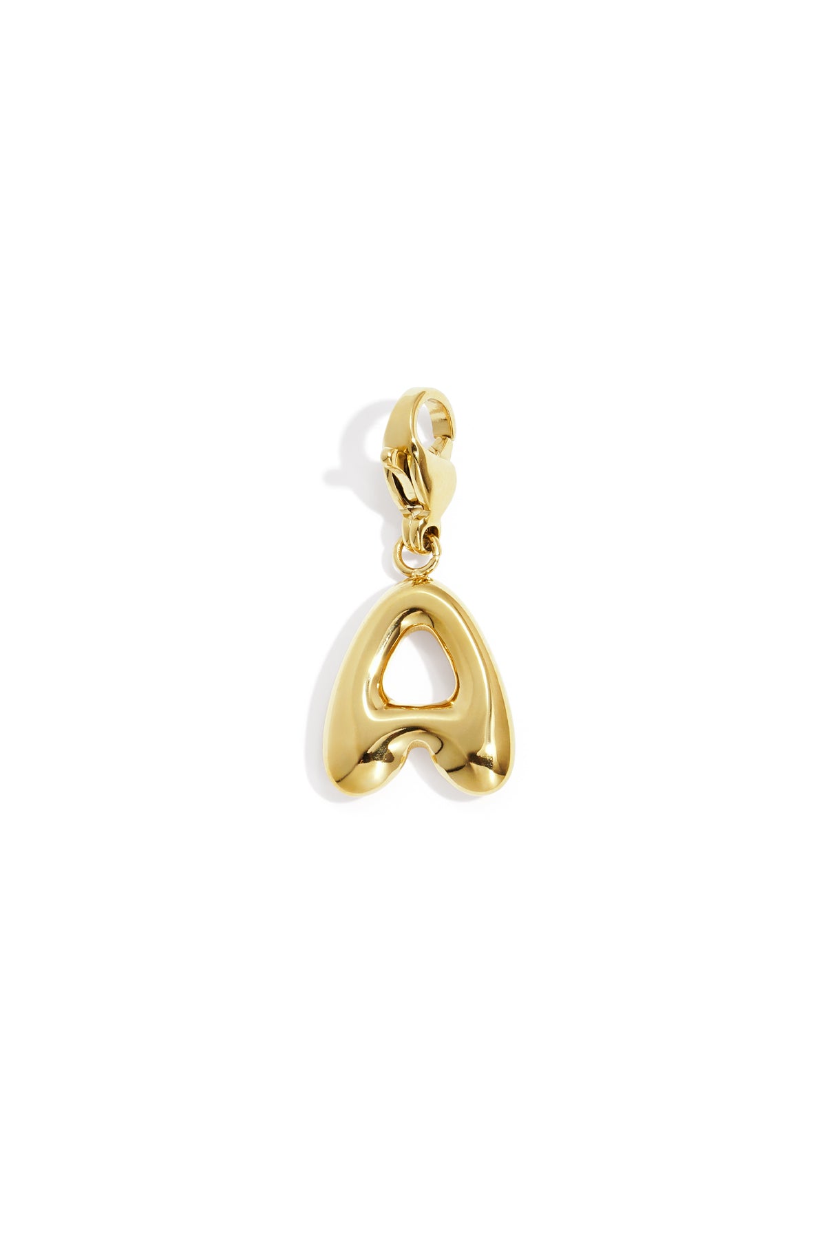 Single gold tone letter A alphabet charm with lobster clasp