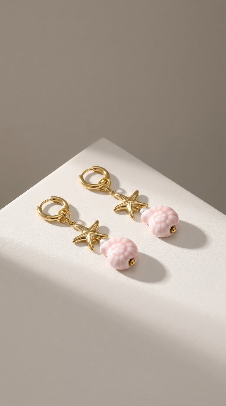 Elegant Shell & Starfish Drop Earrings for Beach Lovers